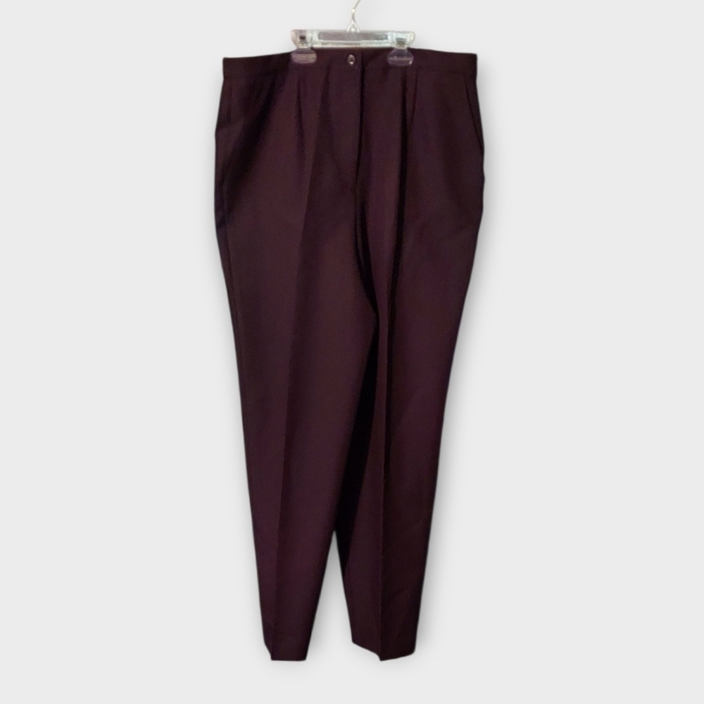 NWT Leslie Fay Eggplant Pleated Dress Pants ~sz 18